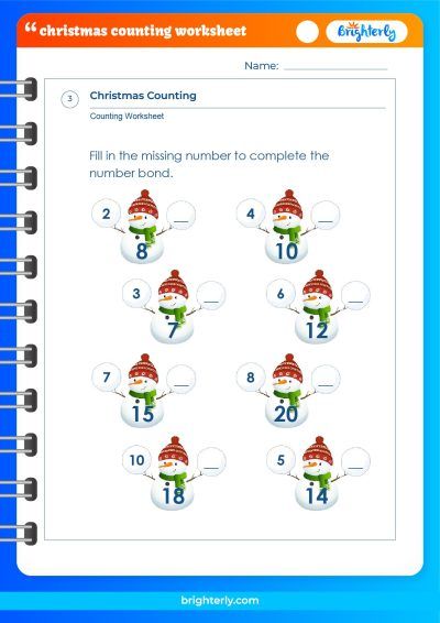 Christmas Counting Worksheets Kindergarten