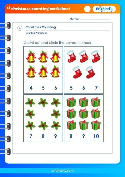 Preschool Christmas Counting Worksheets