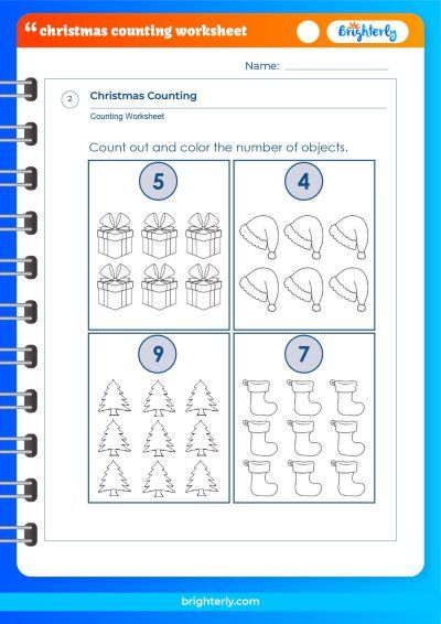 Christmas Counting Worksheet Preschool