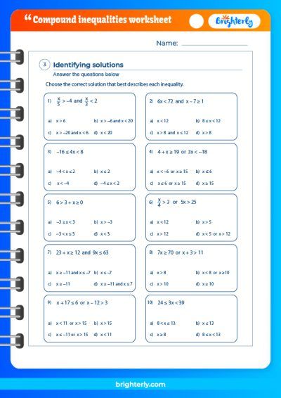 Solving Compound Inequalities Worksheet With Answers