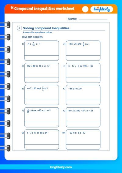 Compound Inequalities Worksheet Answer Key