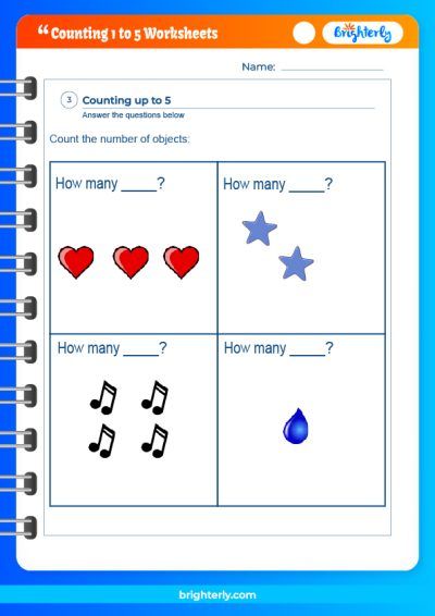 Counting Objects 1-5 Worksheets