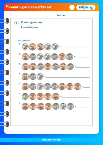 Counting Dimes Worksheet for Kindergarten