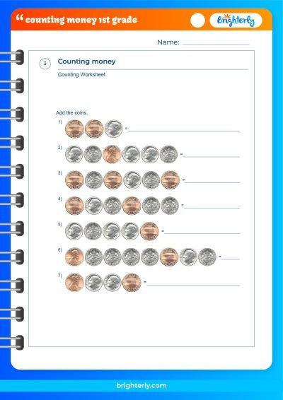 Counting Money First Grade Worksheets