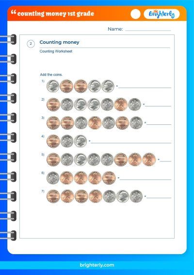 1st Grade Counting Money Worksheets
