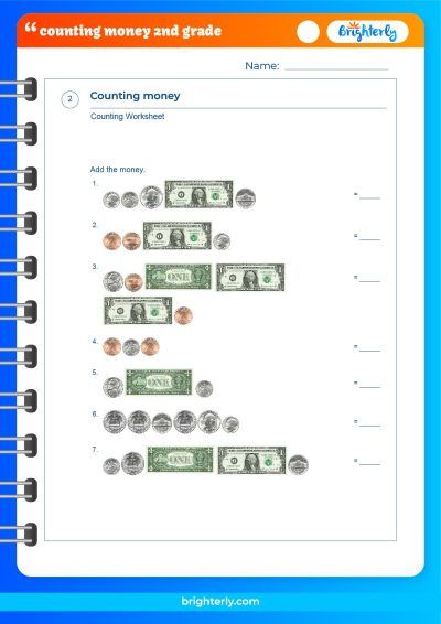 Counting Coins Worksheets for 2nd Grade