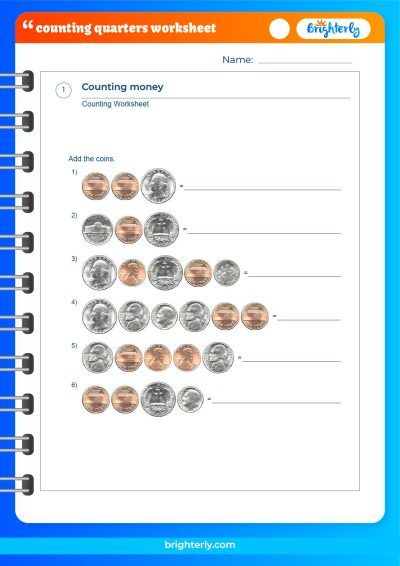 Math Counting Quarters Worksheets