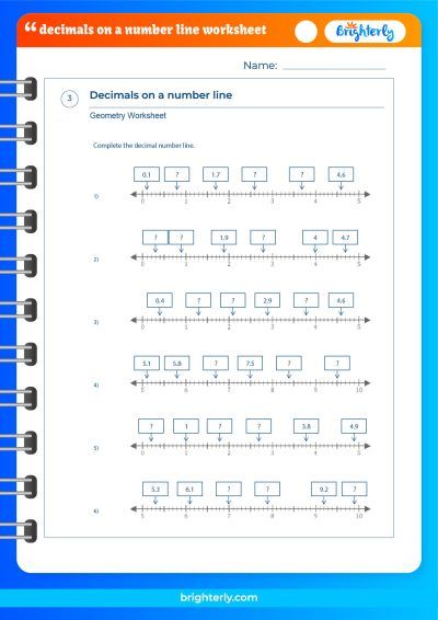 Finding Decimals On A Number Line Worksheet