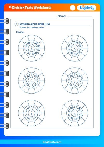 Division Math Facts Worksheet