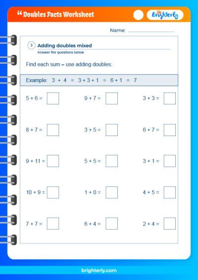 Doubles Facts Worksheets With Pictures