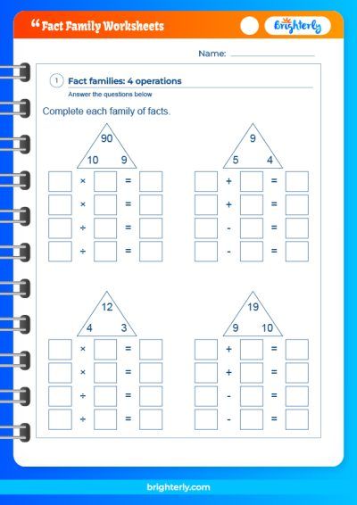 Blank Fact Family Worksheets