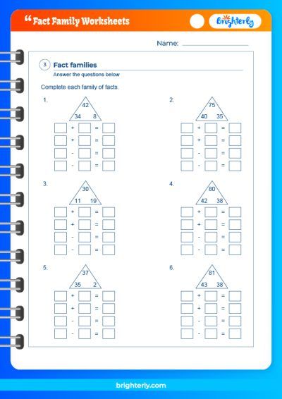 Free Fact Family Worksheet