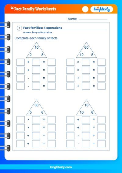 Christmas Fact Family Worksheets