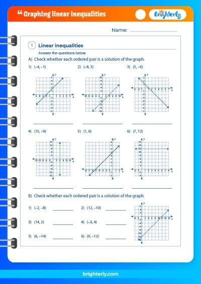 Writing Linear Inequalities From A Graph Worksheet