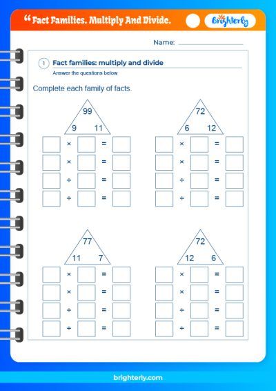 Fact Family Worksheets Multiplication And Division