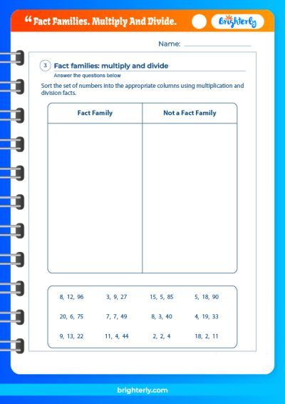 Fact Families Worksheet Multiplication And Division