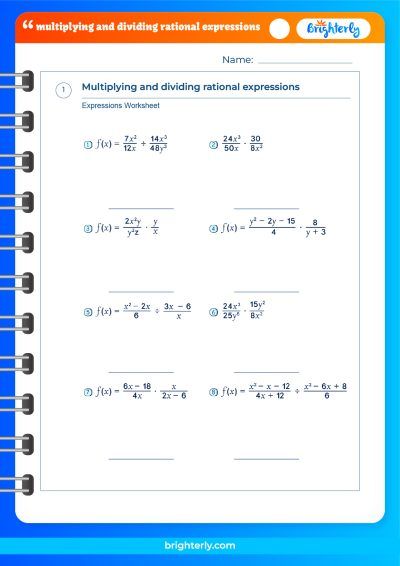 Multiply And Divide Rational Expressions Worksheet