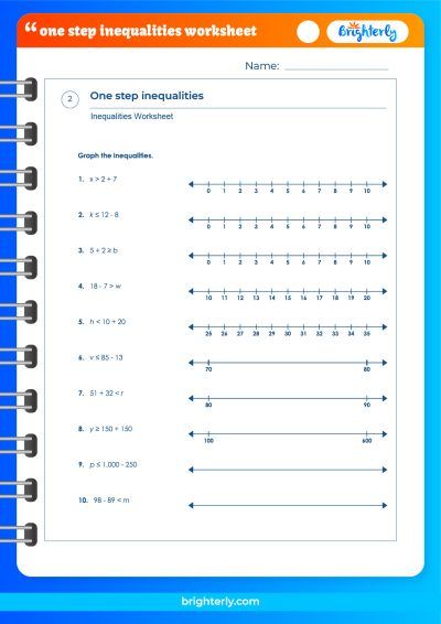 One-Step Inequalities Worksheet