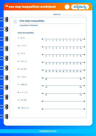 1 Step Inequalities Worksheet