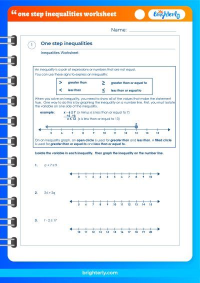 Solving One-Step Inequalities Worksheet Answer Key