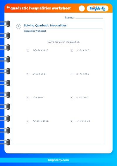 Quadratic Inequality Worksheet