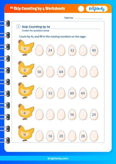 Skip Counting by 4s Worksheet