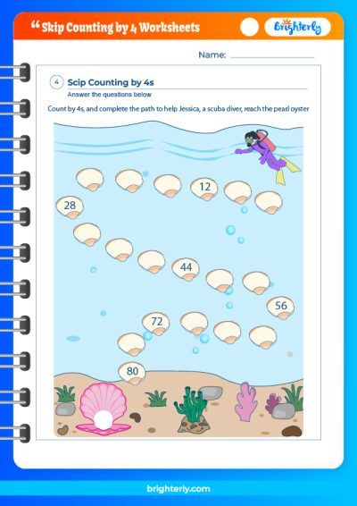 Counting in 4s Worksheets