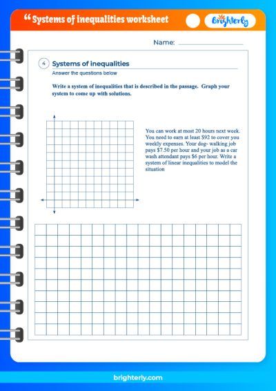 Systems Of Linear Inequalities Worksheet