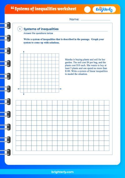 Systems Inequalities Worksheet