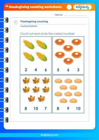 Thanksgiving Counting Worksheet