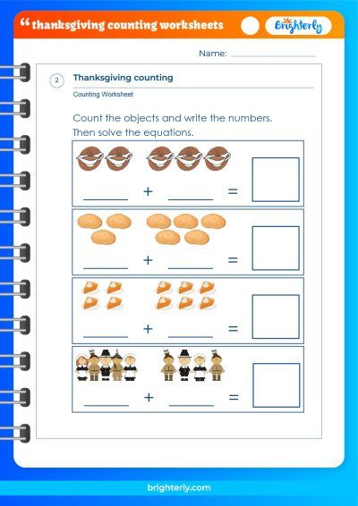 Counting Thanksgiving Worksheets