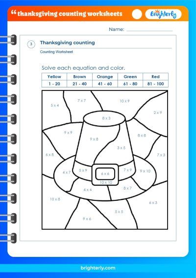 Thanksgiving Counting Worksheets Preschool