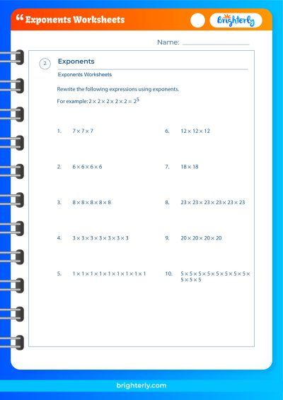 Exponent Notation Worksheet