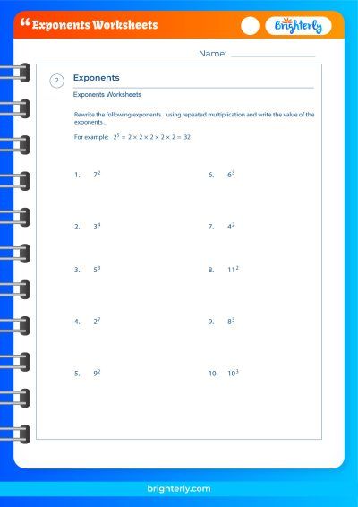 Exponent Worksheet