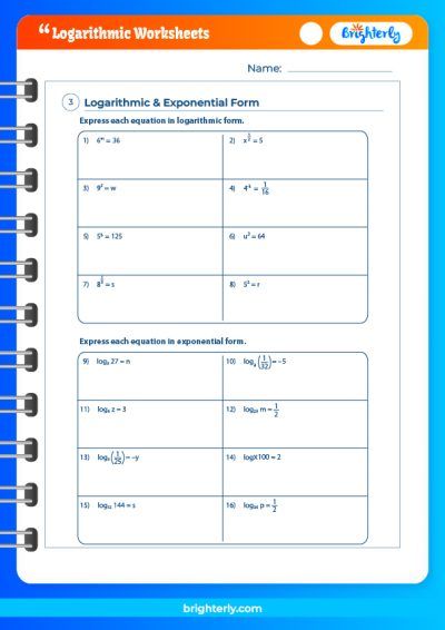 Log Properties Worksheet