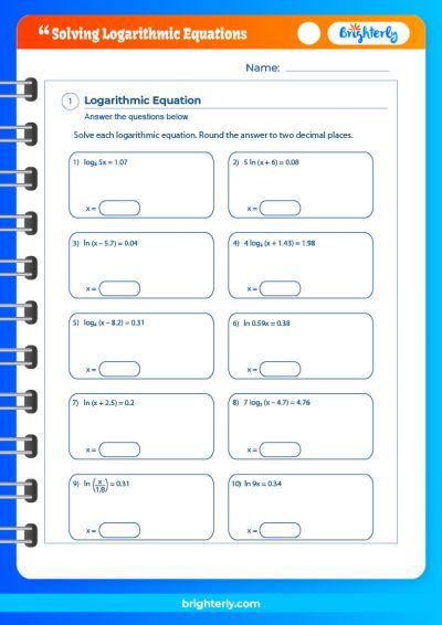 Solving Log Equations Worksheets Key