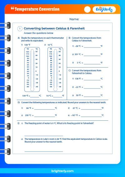 Worksheet Temperature Conversion