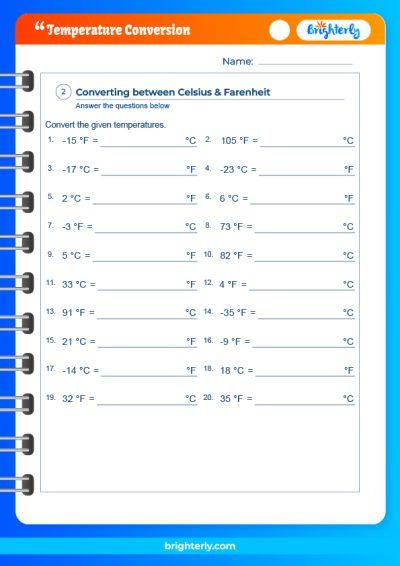 Temperature Conversion Worksheet Answer Key