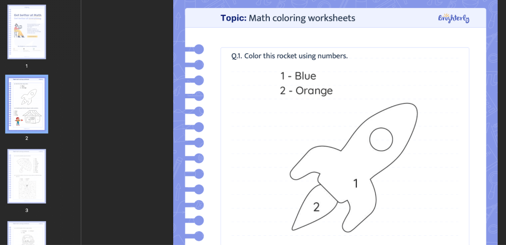 Free math coloring worksheets: Examples