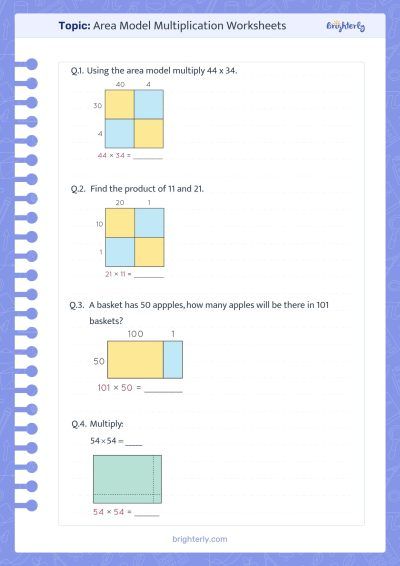 Algebra Area Model Multiplication Worksheets