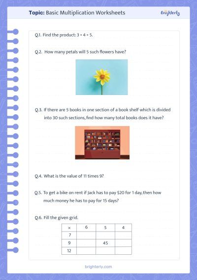 Multiplication Basic Facts Worksheets