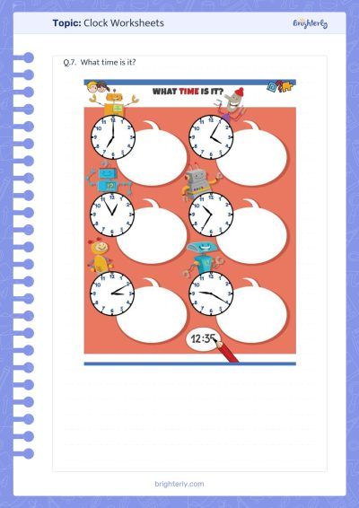 Free Clock Worksheets