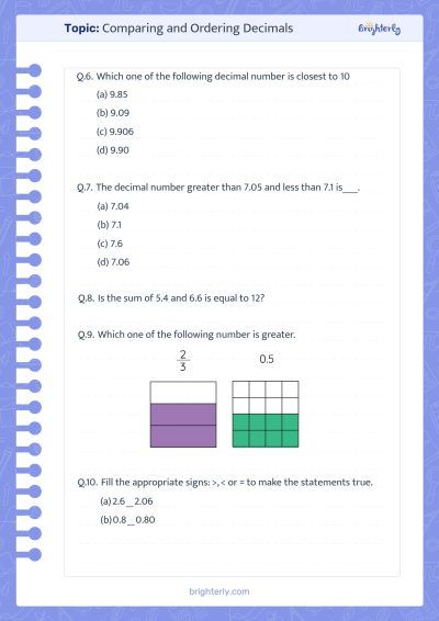 Ordering Fractions Decimals And Percents Worksheets Free