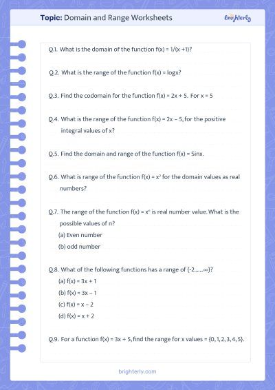 Domain And Range Worksheets Algebra 1