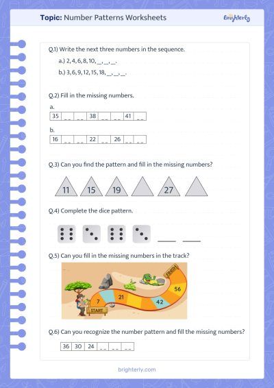 Number Patterns Worksheet