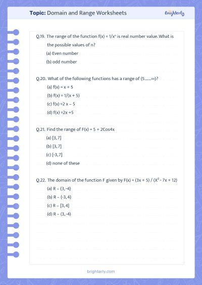 Worksheets For Domain And Range