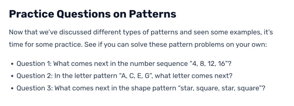 Pattern practice worksheets