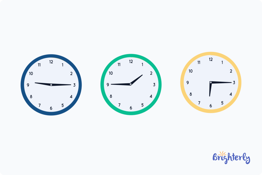 Difference between quarter past, half past, and quarter to 2