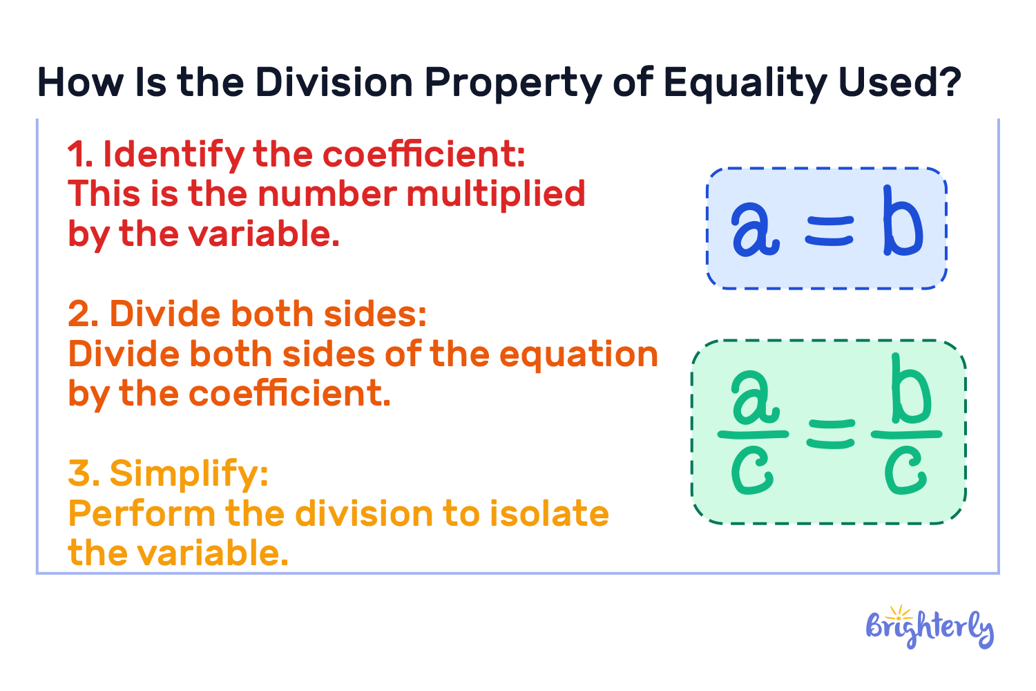 Examples of division property of equality