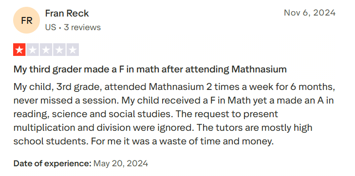 Mathnasium reviews: 4.0 at Trustpilot